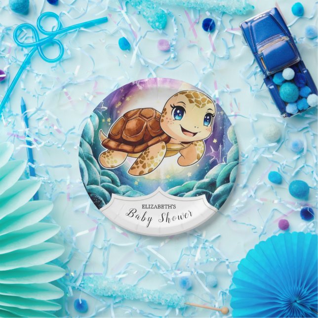 Under the Sea Pastel Turtle Baby Shower Paper Plate (Party)