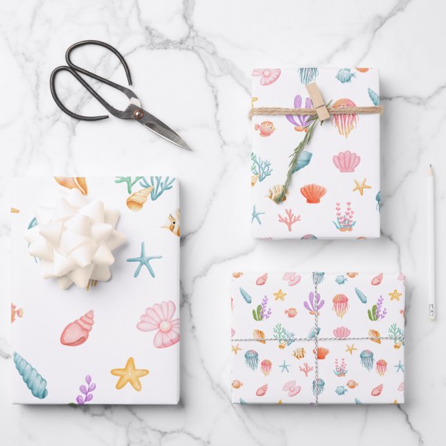 Under The Sea Pattern Wrapping Paper Sheet (Front)
