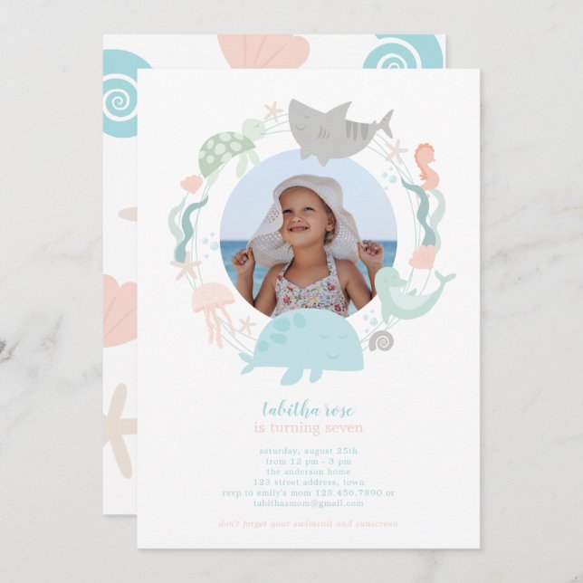 Under The Sea Photo Birthday Invitation (Front/Back)