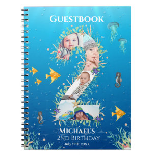 Under The Sea Photo Collage Big 2nd Birthday Notebook