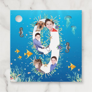 Under The Sea Photo Collage Big 9th Birthday Favour Tags
