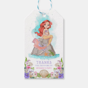 Under the Sea Pink and Purple Mermaid (Red Hair) Gift Tags