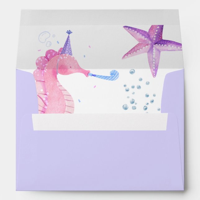 Under The Sea! Pink Ocean Girl 2nd Birthday Envelope (Back (Bottom))