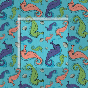 Under the Sea - Playful Seahorse and Shell Pattern Fabric