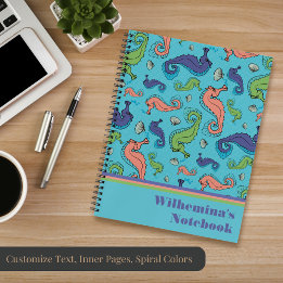Under the Sea - Playful Seahorse and Shell Pattern Notebook