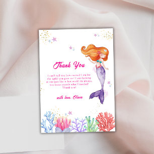 Under The Sea Princess Mermaid Coral Baby Shower Thank You Card