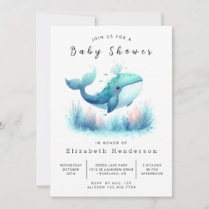 Under The Sea Printable Whale Baby Shower Invitation