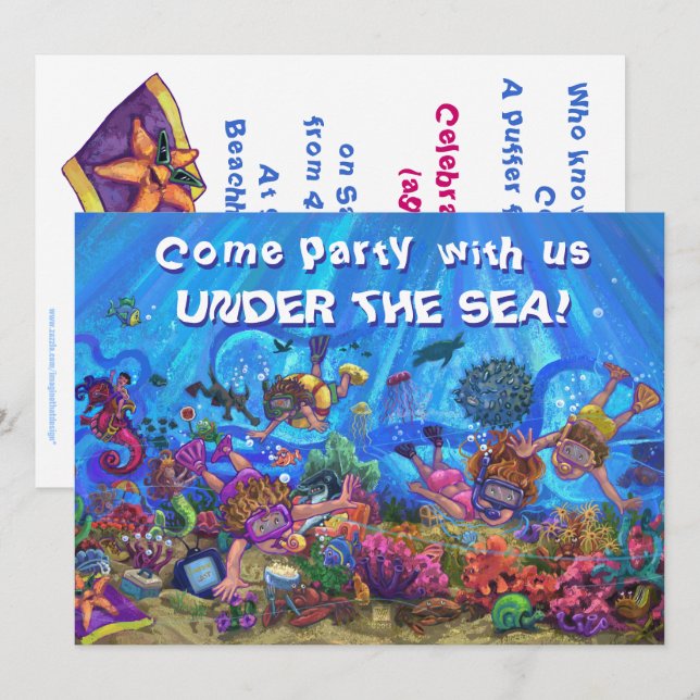 Under the Sea Quad Party Invitation (Front/Back)