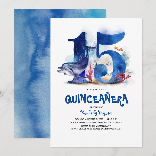 Under the Sea Quinceañera - 15th Birthday Invitation (Front/Back)