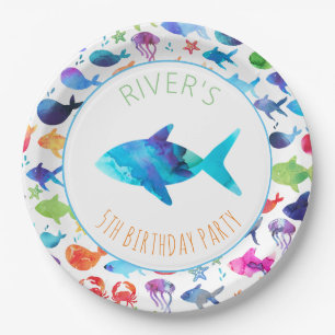 Under The Sea Rainbow Fish Birthday Baby Shower Paper Plate