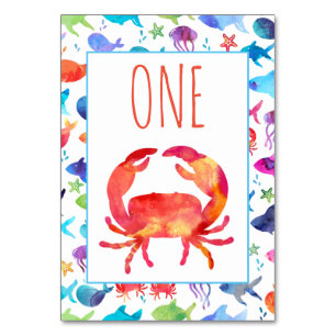 Under The Sea Rainbow Fish Birthday Baby Shower Table Number