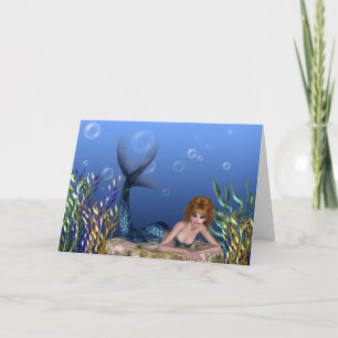 Under the Sea Redheaded Mermaid Greeting Card