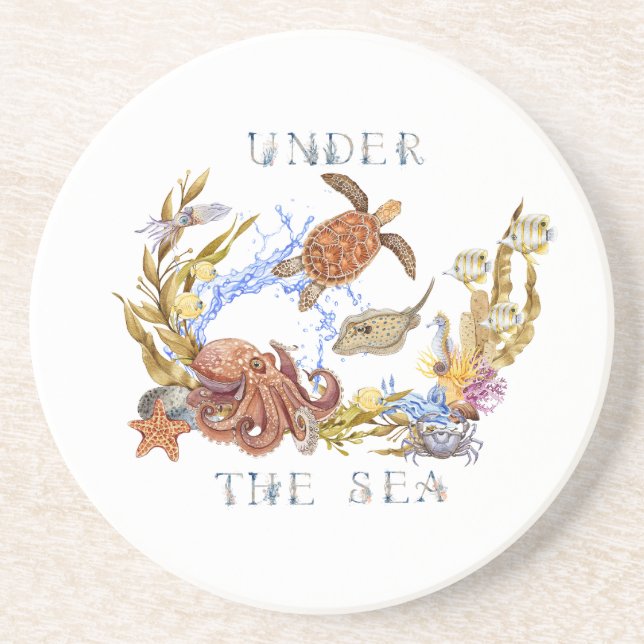 Under The Sea Sandstone Coaster (Front)