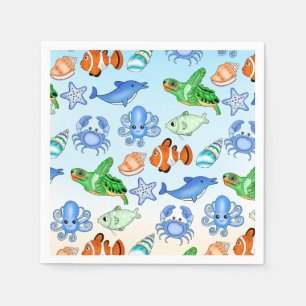 Under the Sea   Sea Creatures Baby Shower Napkin