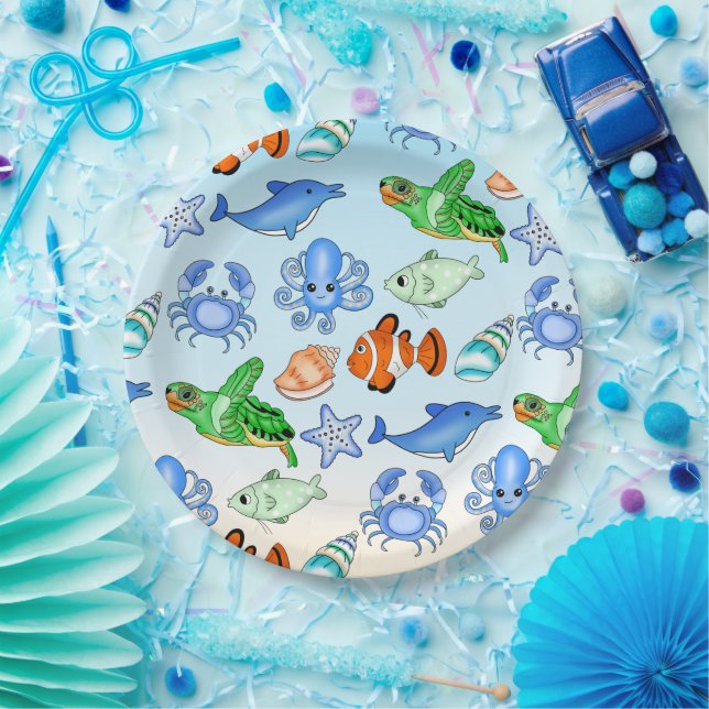 Under the Sea | Sea Creatures Baby Shower Paper Plate (Party)