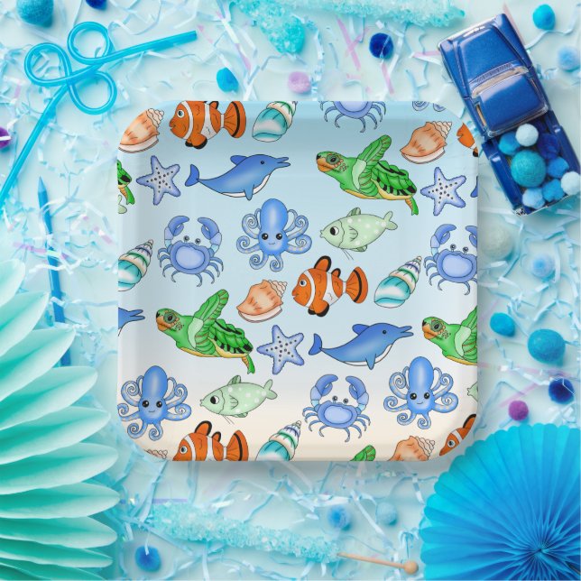 Under the Sea | Sea Creatures Baby Shower Paper Plate (Party)