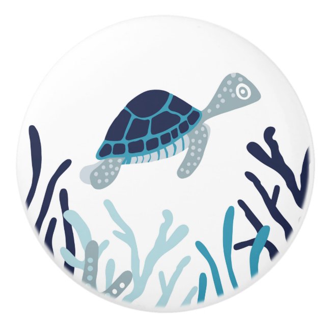 Under the Sea - Sea Turtle Ceramic Knob (Front)