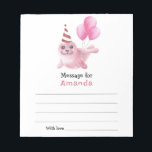 Under the sea Seal Birthday time capsule message Notepad<br><div class="desc">UNDER THE SEA. Our baby seal. Watercolor pink Seal in party hat themed 1st Birthday Day.</div>