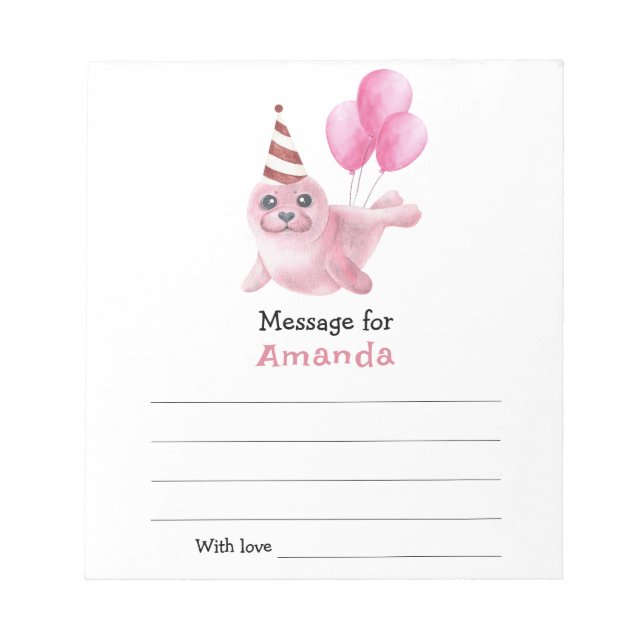 Under the sea Seal Birthday time capsule message Notepad (Front)