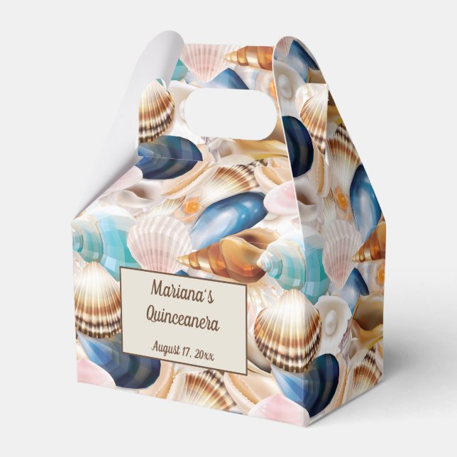 Under the Sea Seashells Patterned Favor Box (Front Side)