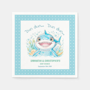Under The Sea Shark Blue Boy Baby Shower Napkin