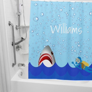 Under the sea shark bubbles blue diver name