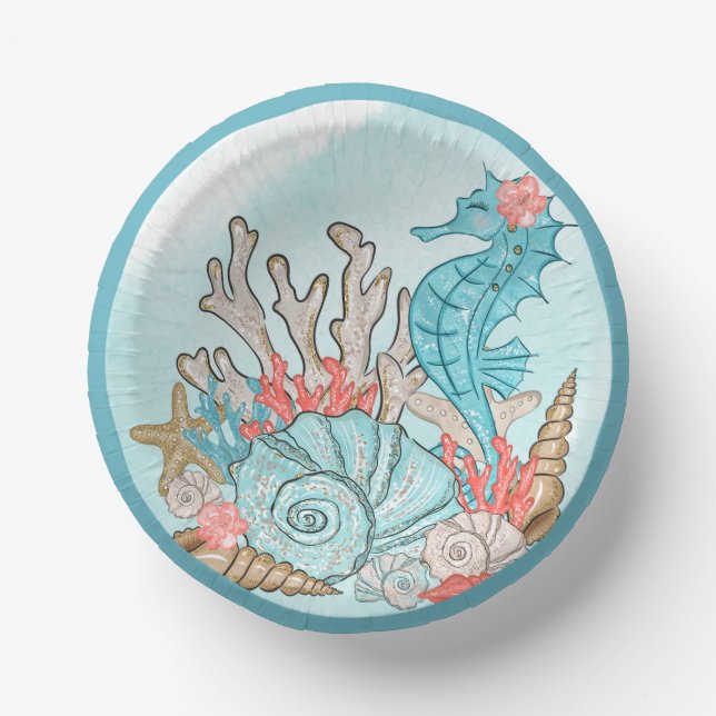 Under the Sea Shell Mermaid Birthday Paper Plate (Front)