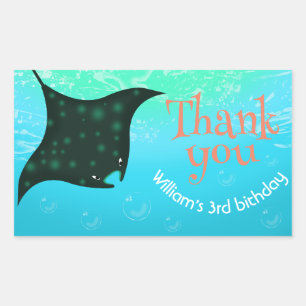 Under The Sea Stingray with Bubbles Birthday Party Sticker