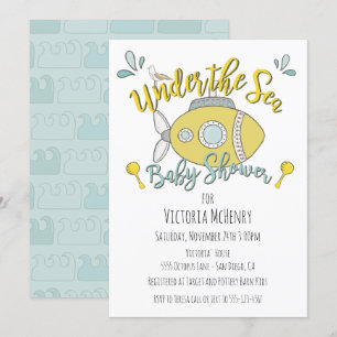 Under the Sea Submarine Baby Shower Invitations
