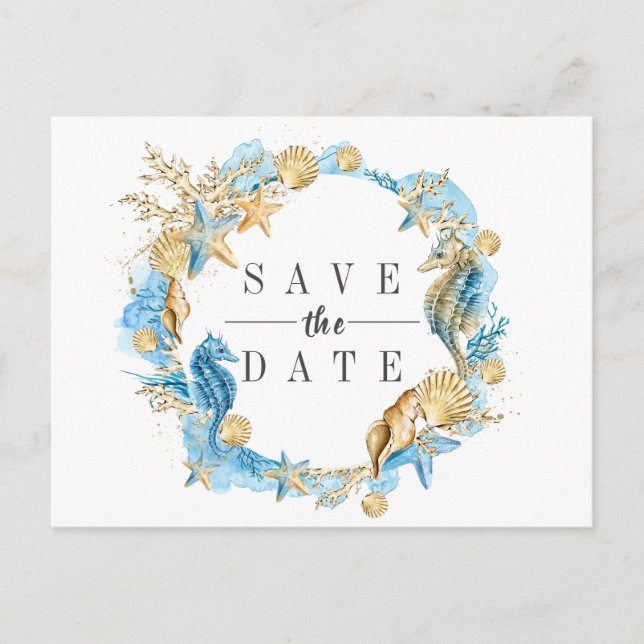 Under the Sea Summer Wedding Save the Date Announcement Postcard (Front)