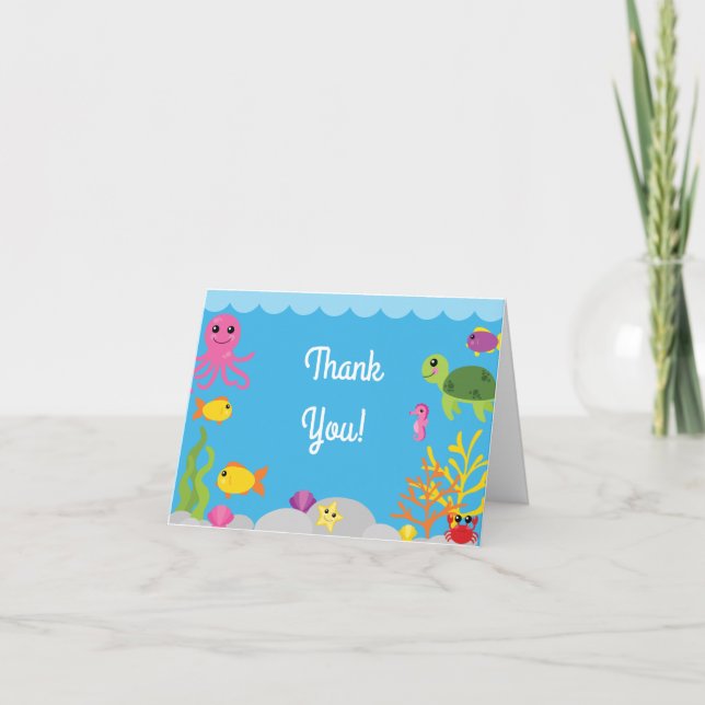 Under the Sea Thank You 1st Birthday Cards (Front)