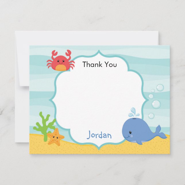 Under The Sea Thank You Card (Boys) (Front)