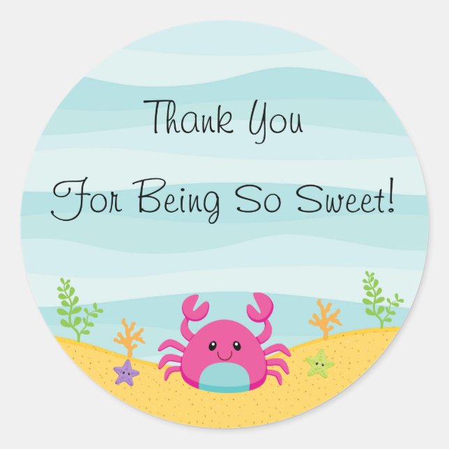 Under The Sea Thank You Sticker (Front)
