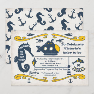 Under the Sea Ticket Nautical Baby Shower Invitation