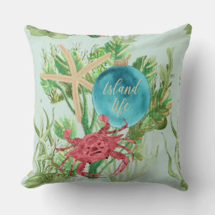 Under The Sea Tropical Island Christmas Throw Pillow