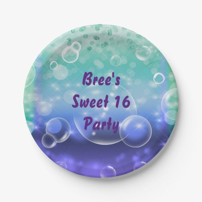 Under The Sea Tropical Ocean Birthday Party Paper Plate (Front)