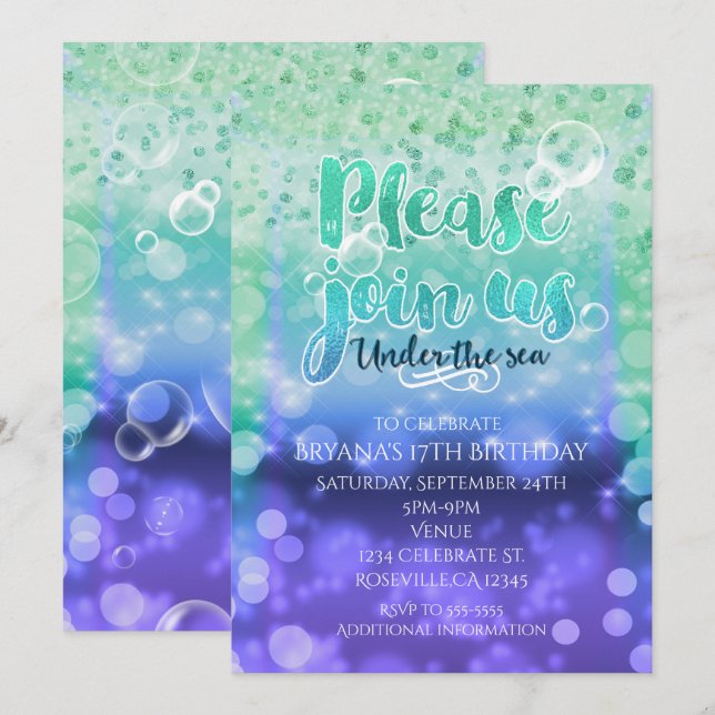 Under The Sea Tropical Ocean Party Invitations (Front/Back)