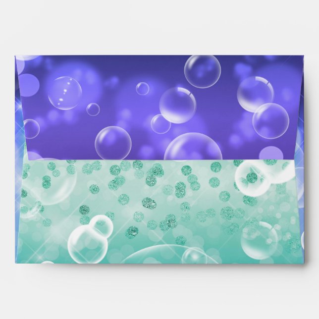 Under The Sea Tropical Ocean Sparkle Invitation Envelope (Back (Top Flap))