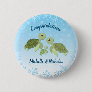 Under the Sea Turtle Baby Shower 2 Inch Round Button