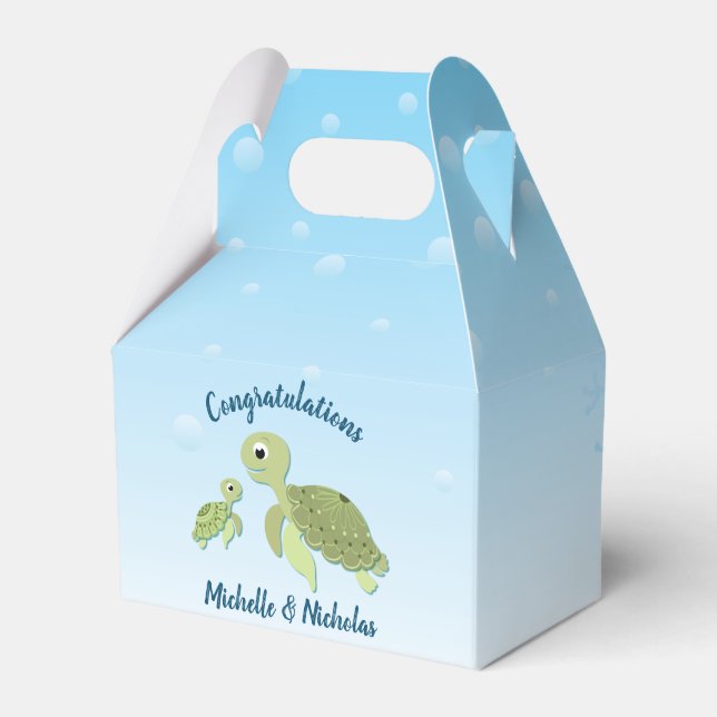 Under the Sea Turtle Baby Shower Favor Box (Front Side)