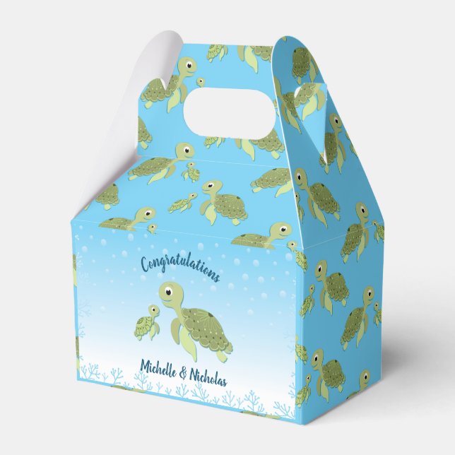 Under the Sea Turtle Baby Shower Favor Box (Front Side)