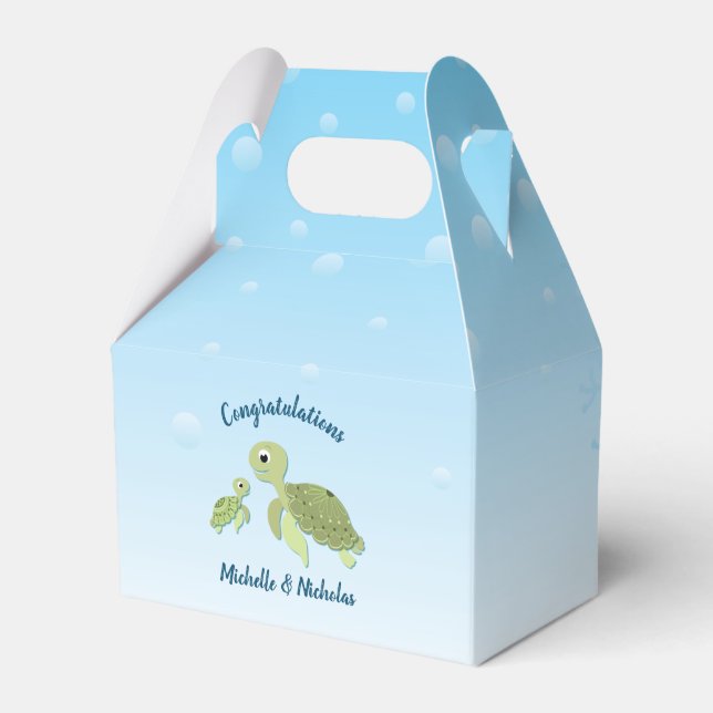 Under the Sea Turtle Baby Shower Favor Box (Front Side)