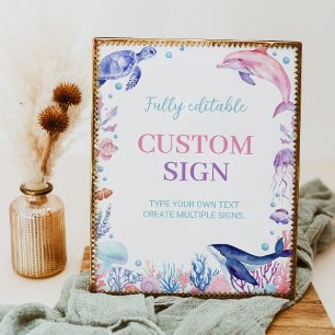 Under The Sea Turtle Birthday Custom Table Sign