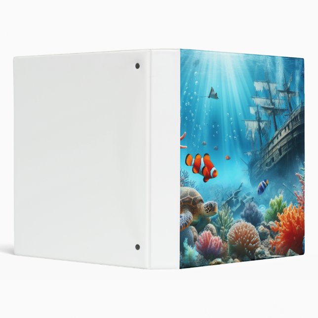 Under the sea, turtle, coral, ship, clown fish binder (Background)