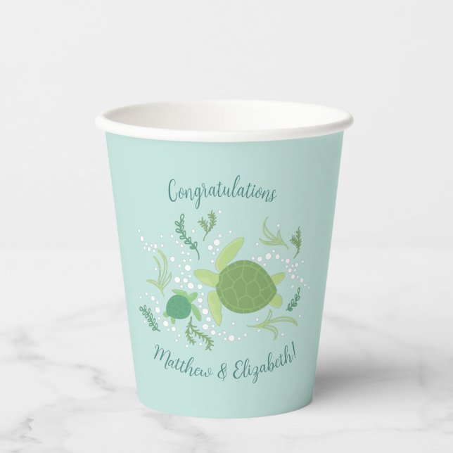 Under the Sea Turtles Baby Shower Paper Cups (Front)
