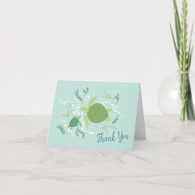 Under the Sea Turtles Baby Shower Thank You Card (Front)