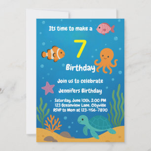 Under the Sea Underwater Birthday Invitation
