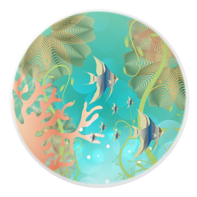 Under the Sea Water Design Ceramic Knob (Front)