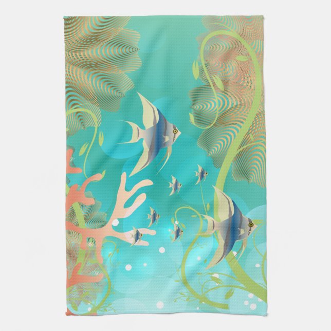 Under the Sea Water Design Kitchen Towel (Vertical)