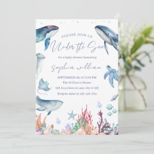 Under the Sea Watercolor Baby Shower  Invitation